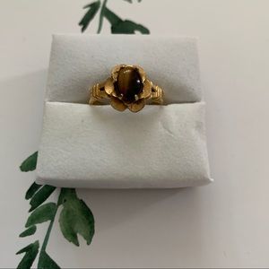 Vintage Ring Tigers Eye 10k gold filled Small